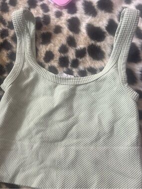 Nikibiki Light Sage Ribbed Crop Tank